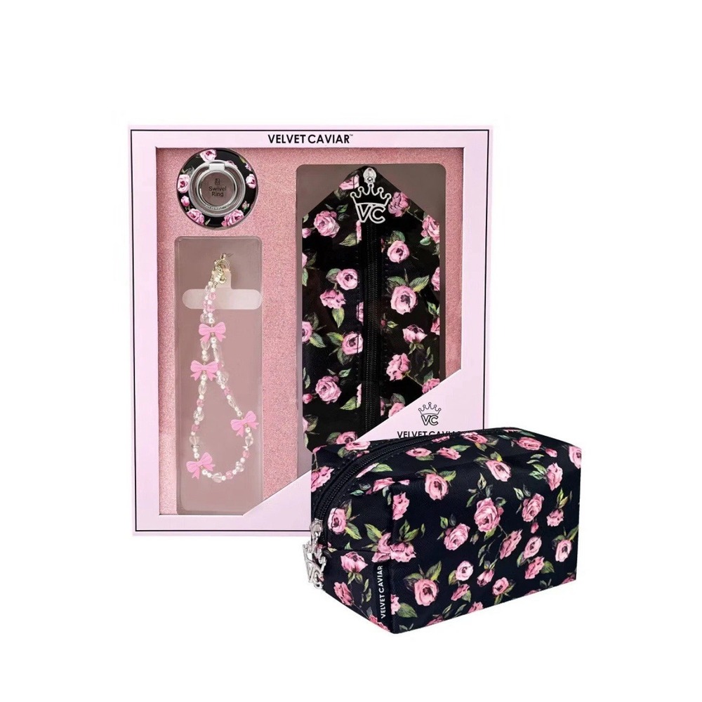 VELVET CAVIAR Phone Accessories Set Travel Bag + Grip + Bracelet - Rose Floral - Picture 3 of 3